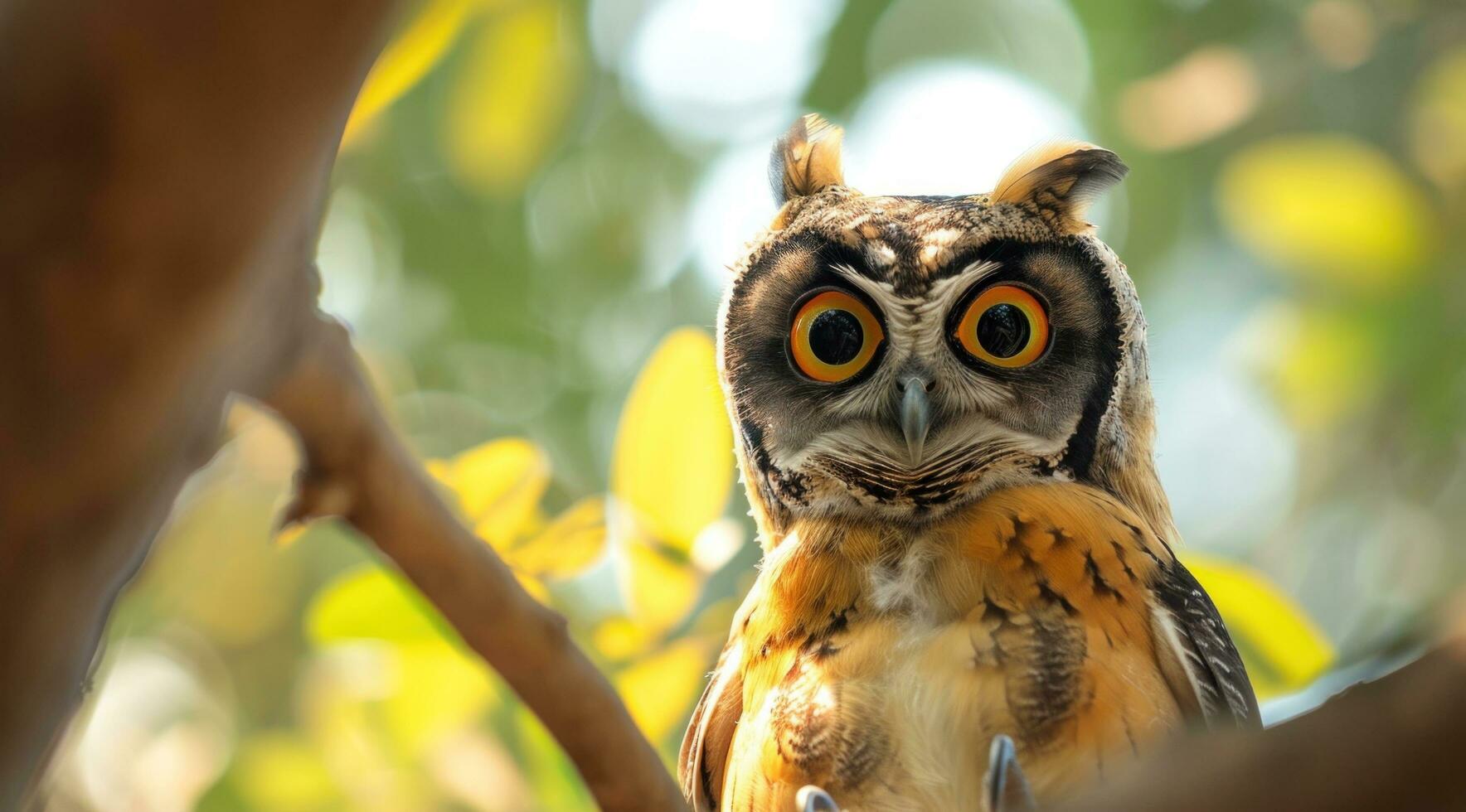 ai generado un búho persuade es presa con sus grande, brillante ojos foto