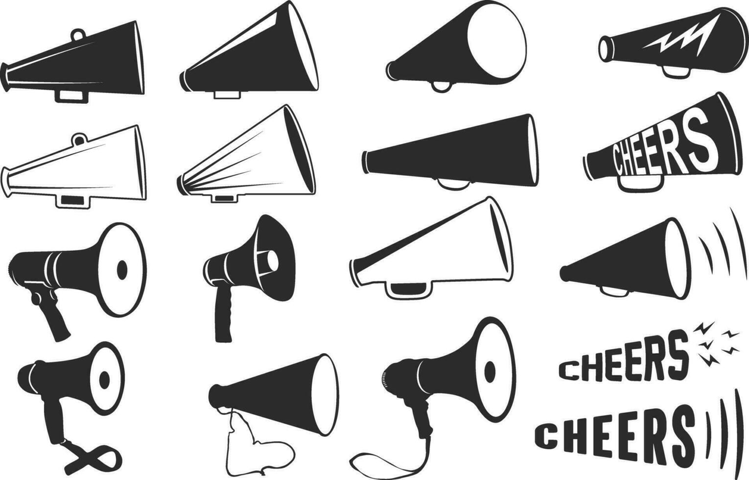 Cheer megaphone silhouette, Cheer megaphone cut files, Cheers silhouette vector