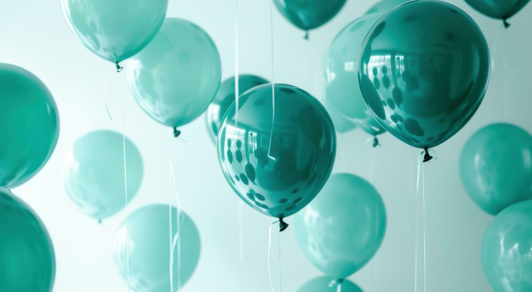 AI generated blue float balloons that are suspended in the background photo