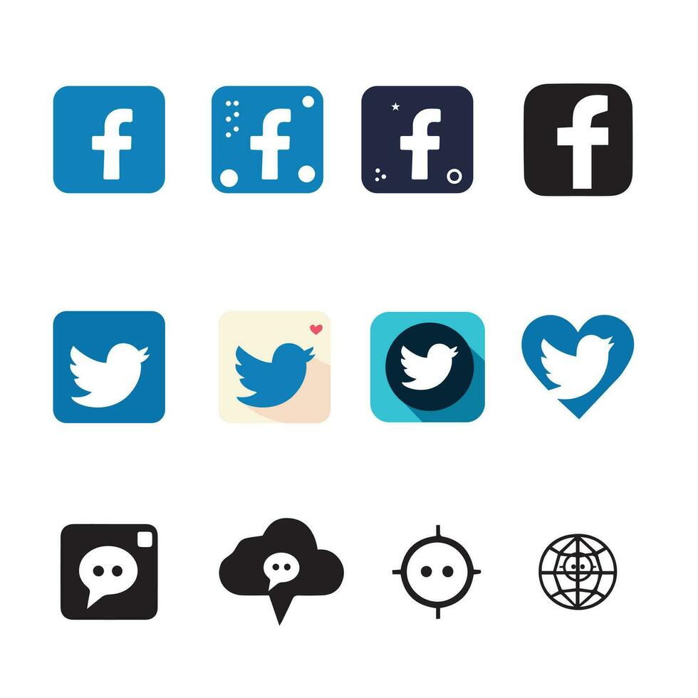 formación de popular social medios de comunicación íconos vector