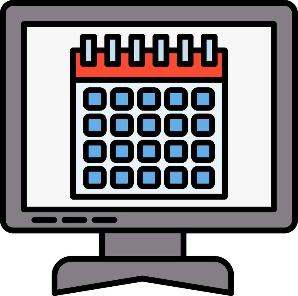 icono lleno de línea de calendario vector