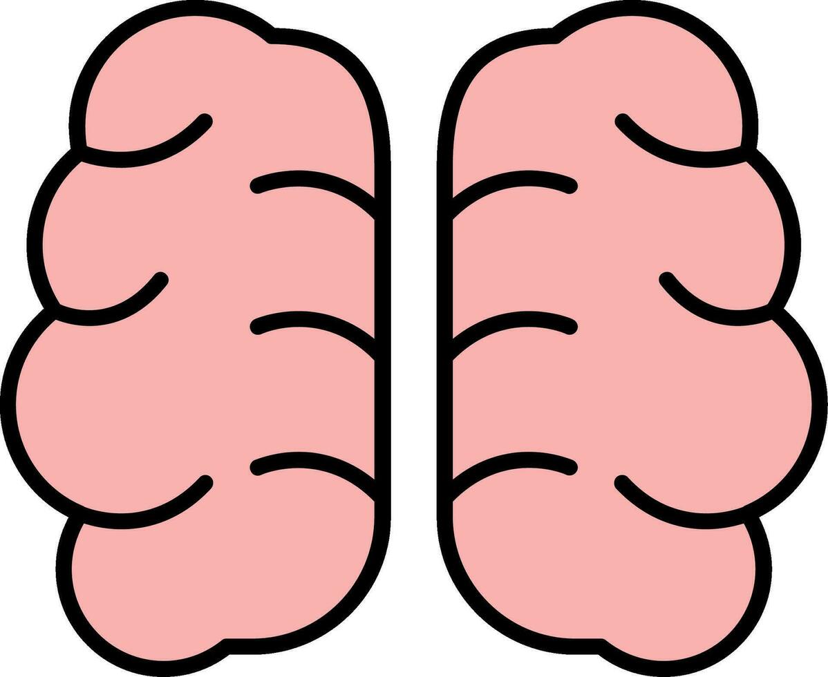 brain Line Filled Icon vector