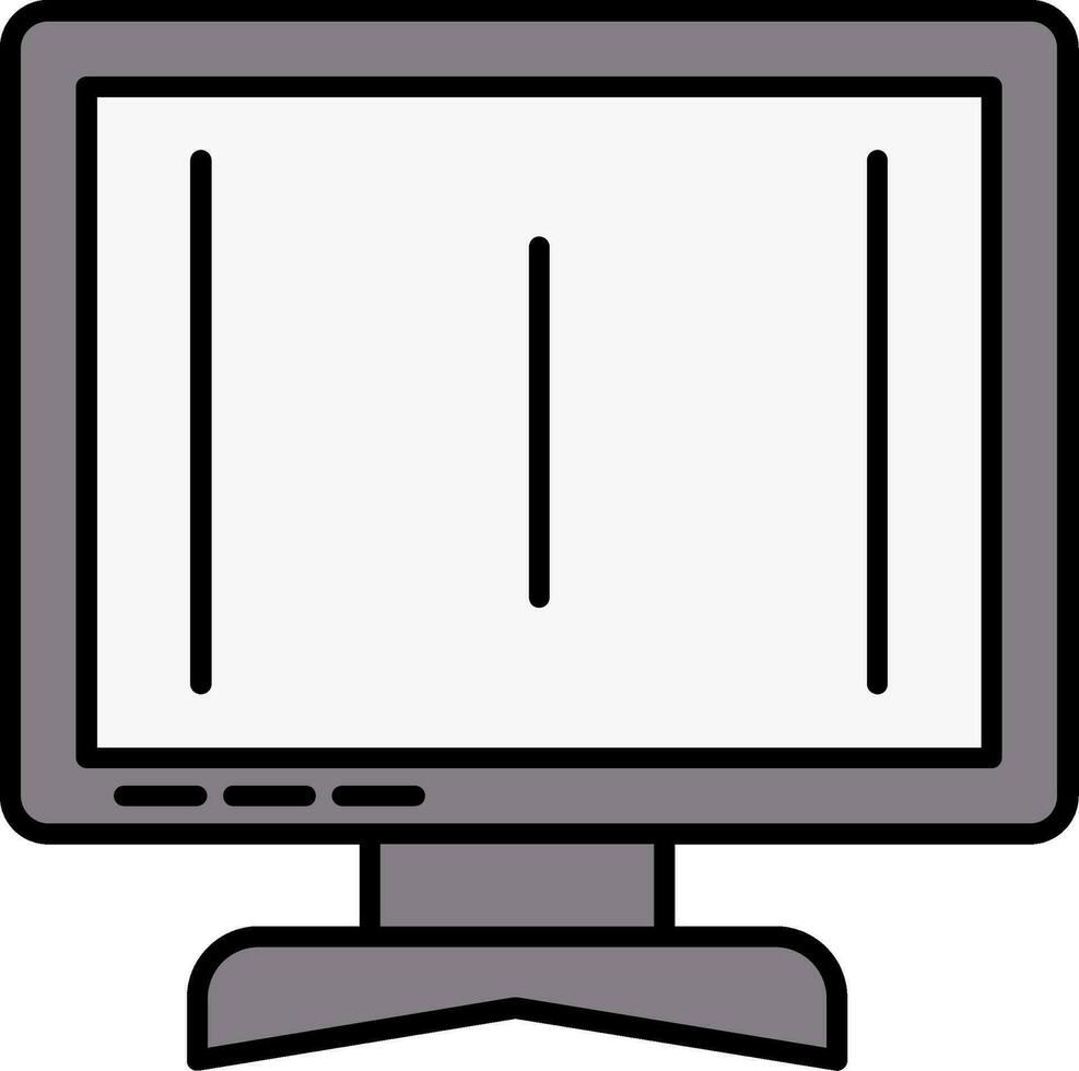 icono lleno de línea de monitor vector