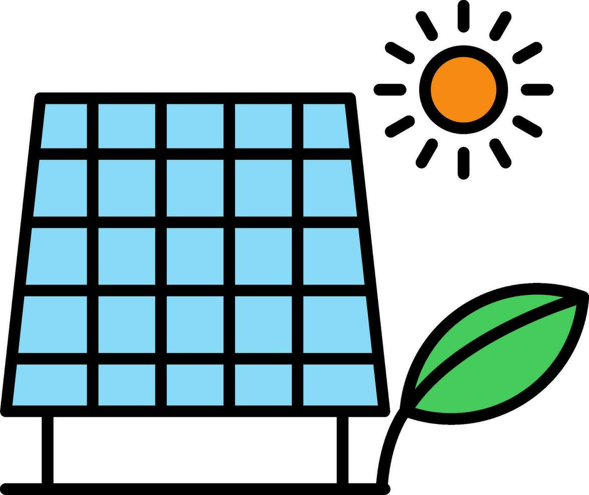 icono lleno de línea de panel solar vector