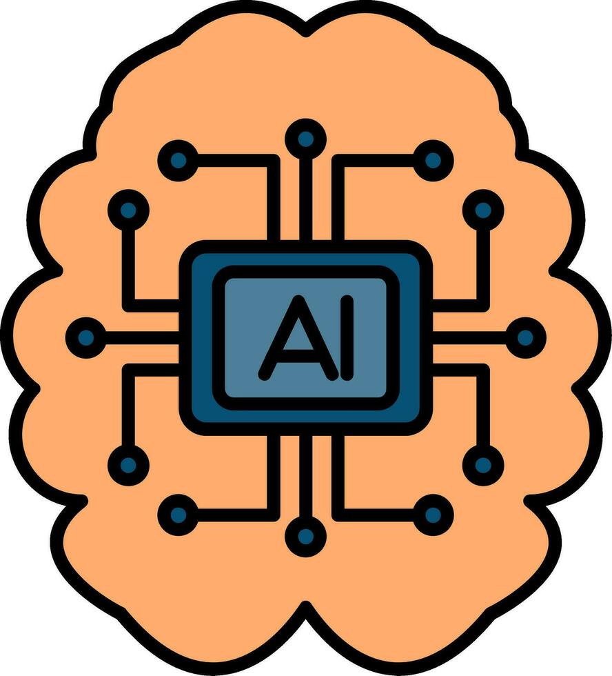 artificial inteligencia línea lleno icono vector