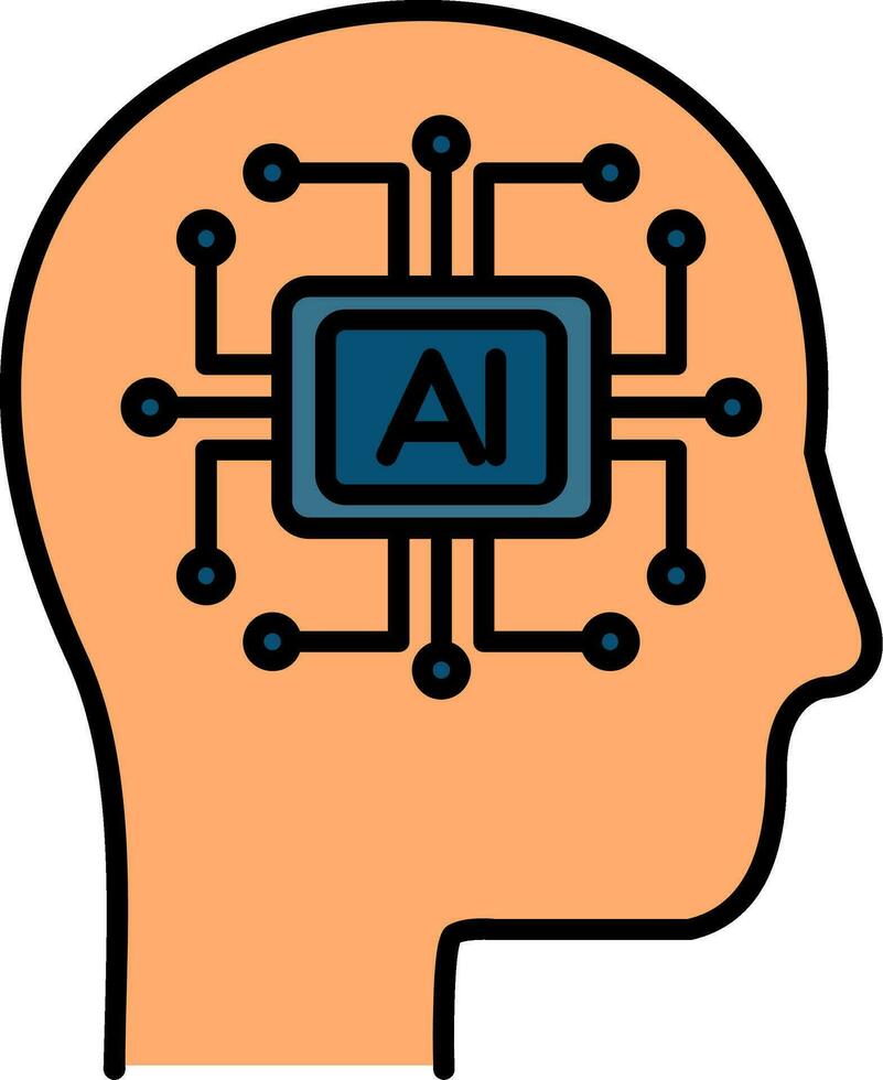 Artificial Intelligence Line Filled Icon vector