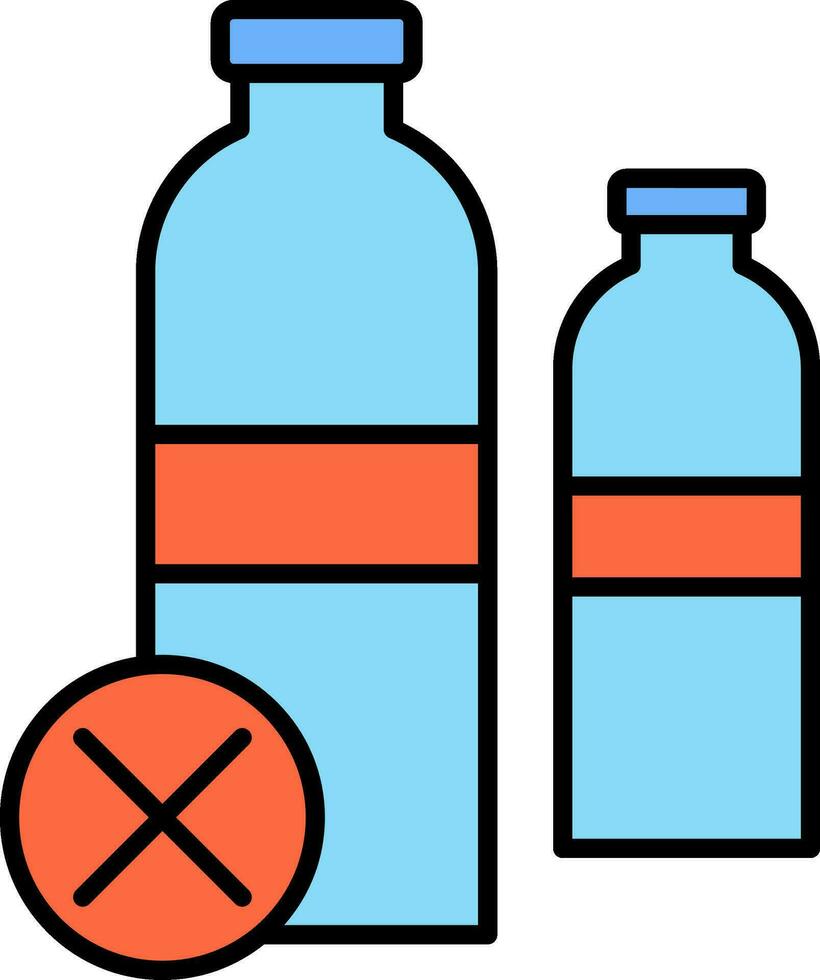 No Plastic Bottles Line Filled Icon vector