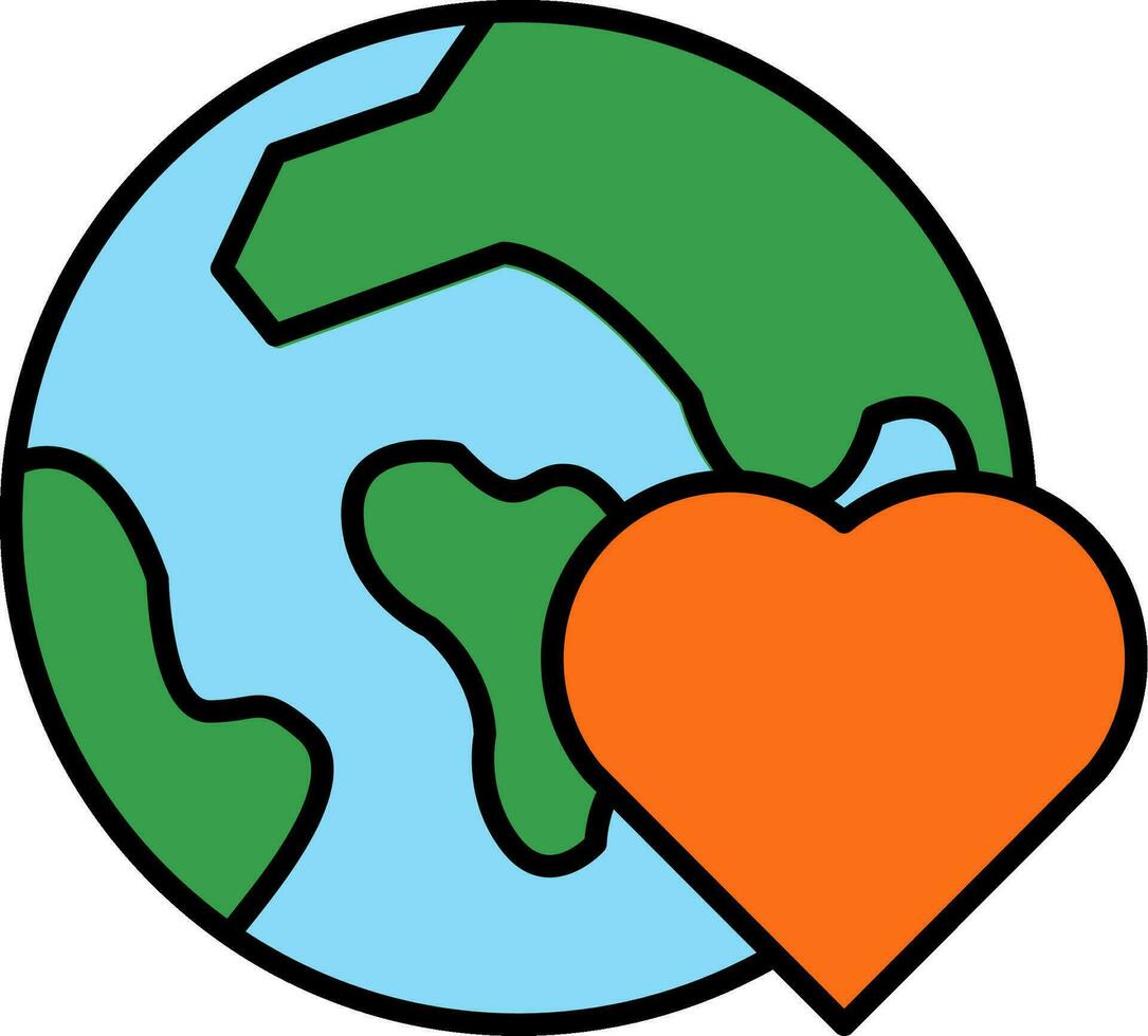 Earth Line Filled Icon vector
