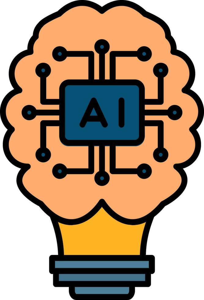 Artificial Intelligence Line Filled Icon vector