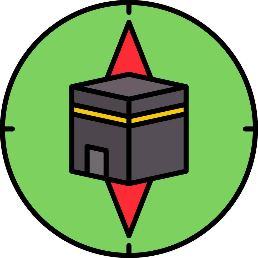 Qibla Compass Line Filled Icon vector