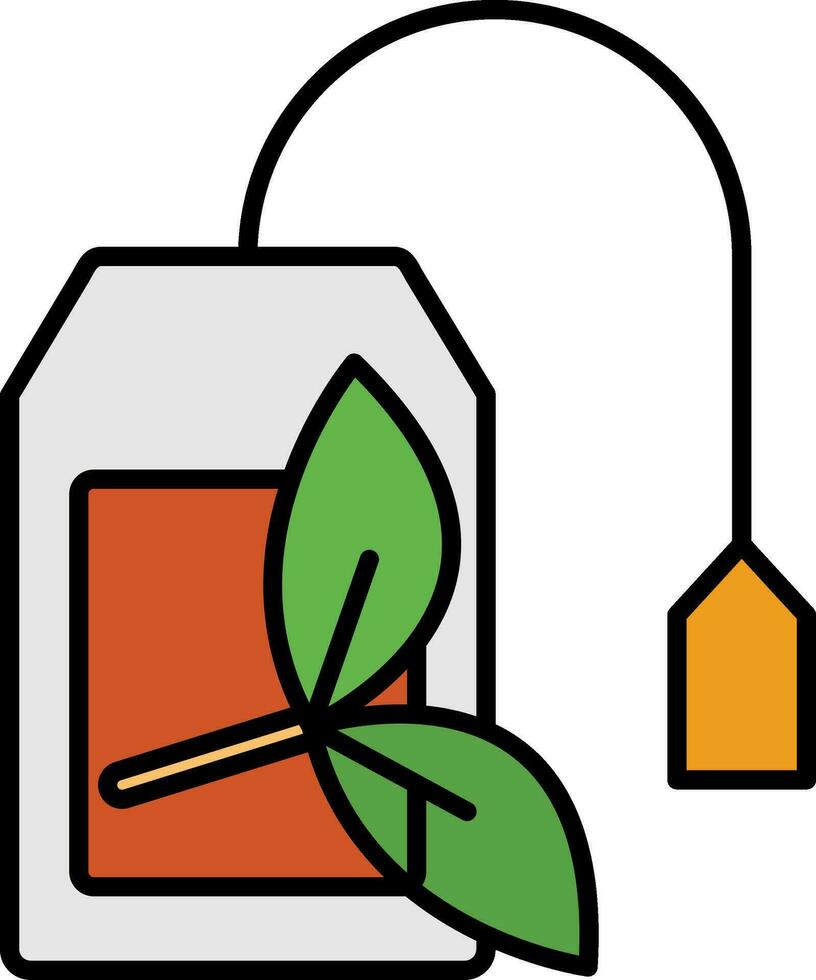 bolsa de té línea lleno icono vector