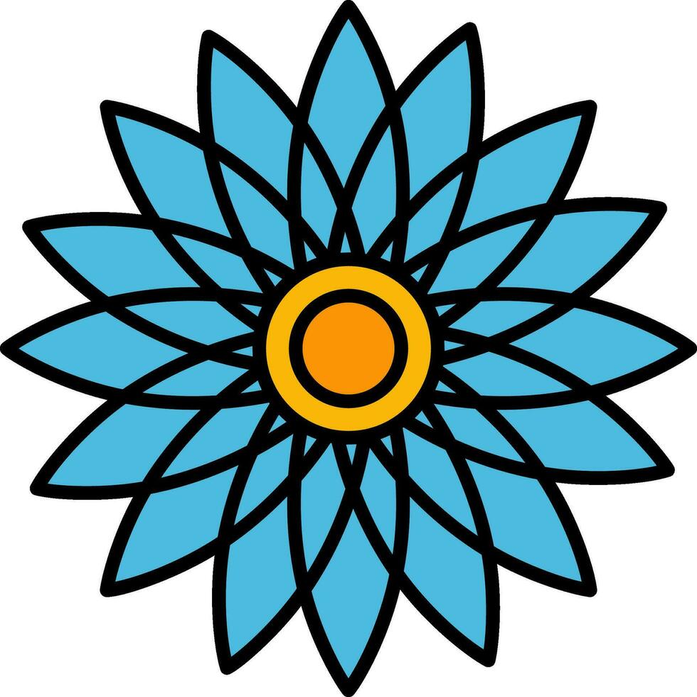 Sunflower Line Filled Icon vector