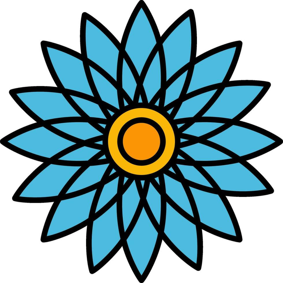 Sunflower Line Filled Icon vector