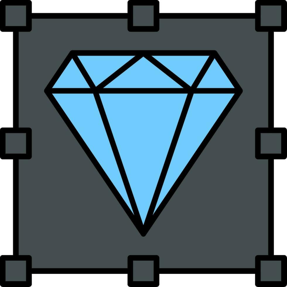 diamante línea lleno icono vector