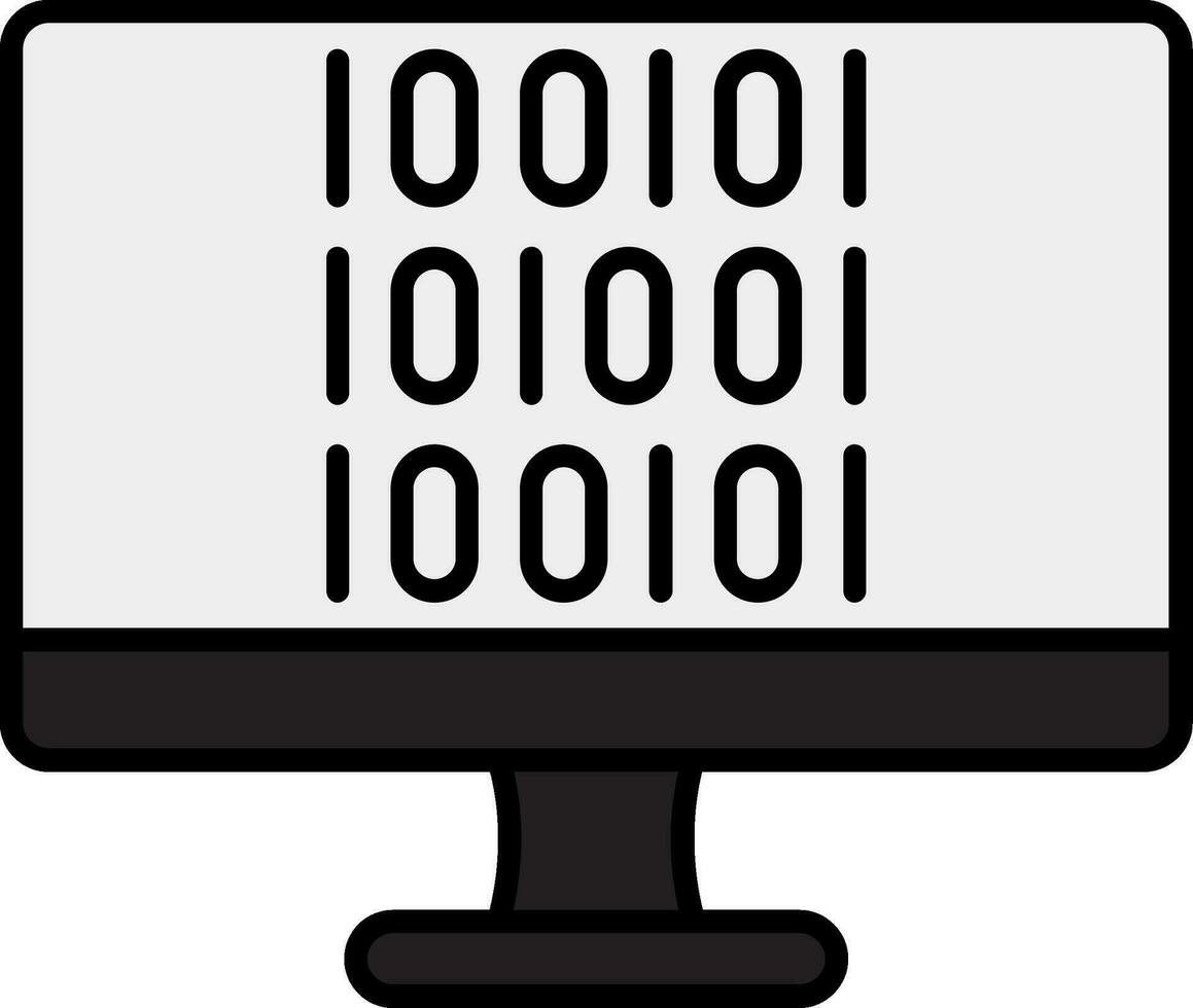 binario código línea lleno icono vector