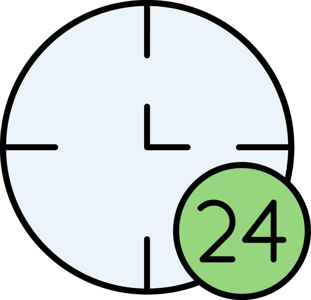 24 Hours Line Filled Icon vector