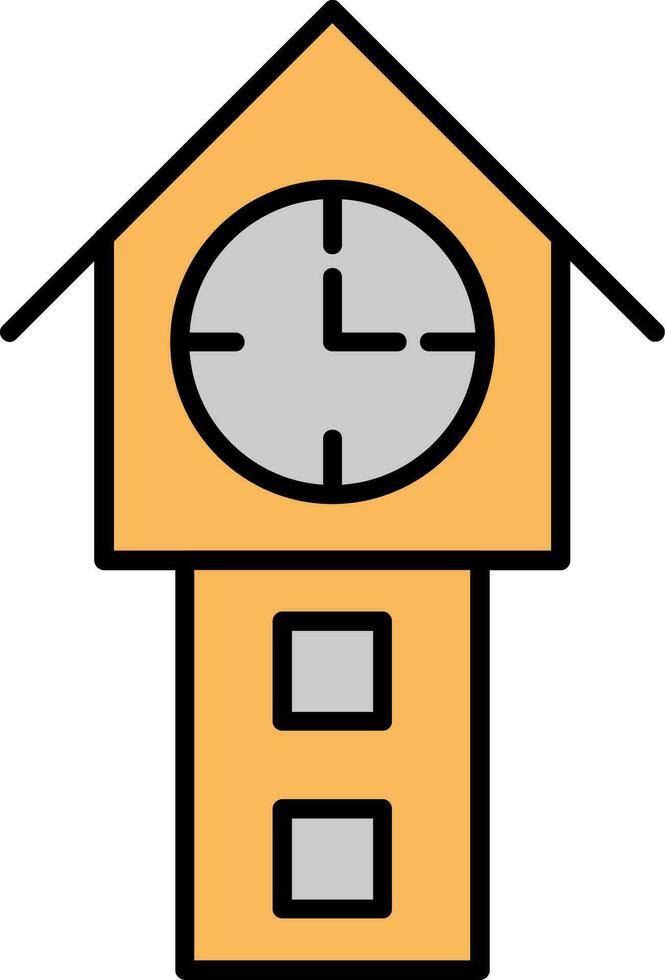 torre reloj línea lleno icono vector