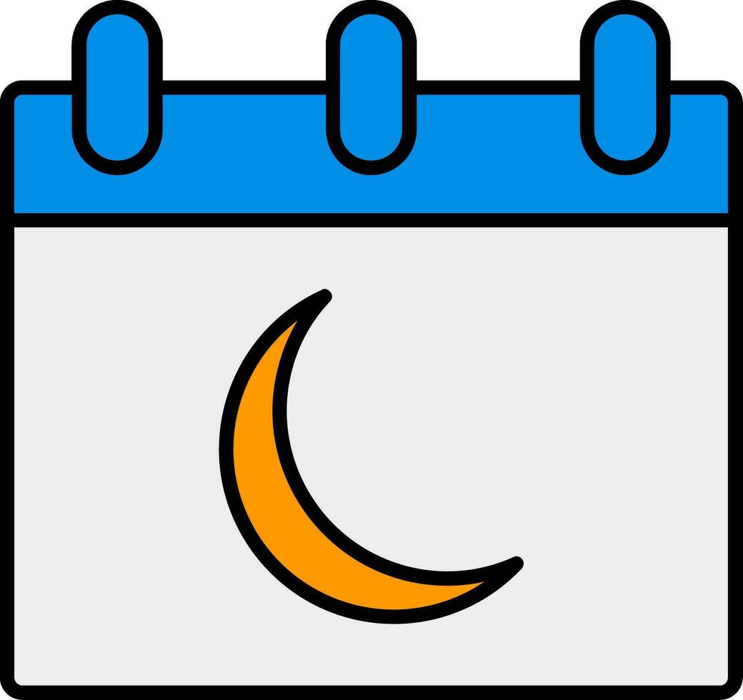 Moon Calendar Line Filled Icon vector