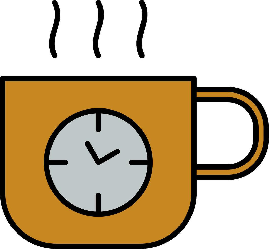 café hora línea lleno icono vector