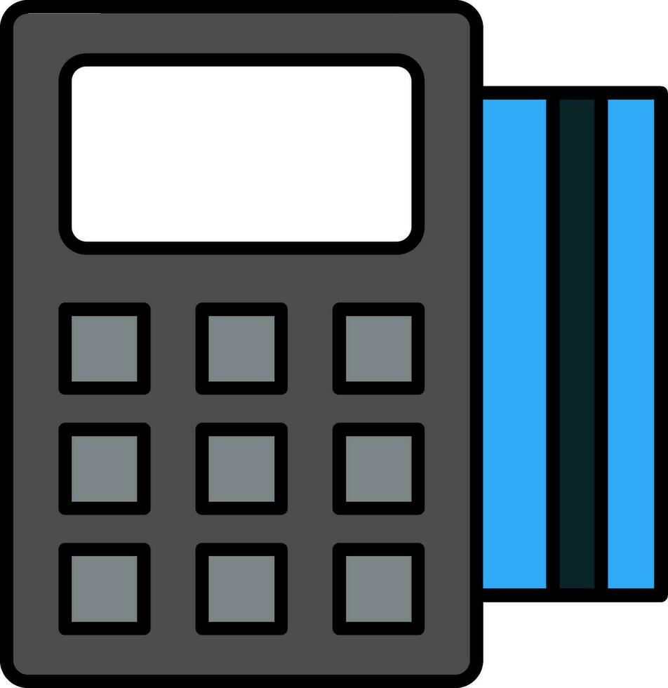 Pos Terminal Line Filled Icon vector