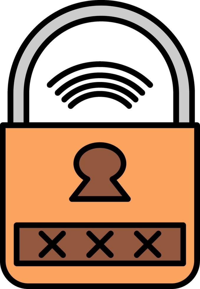 Smart Lock Line Filled Icon vector