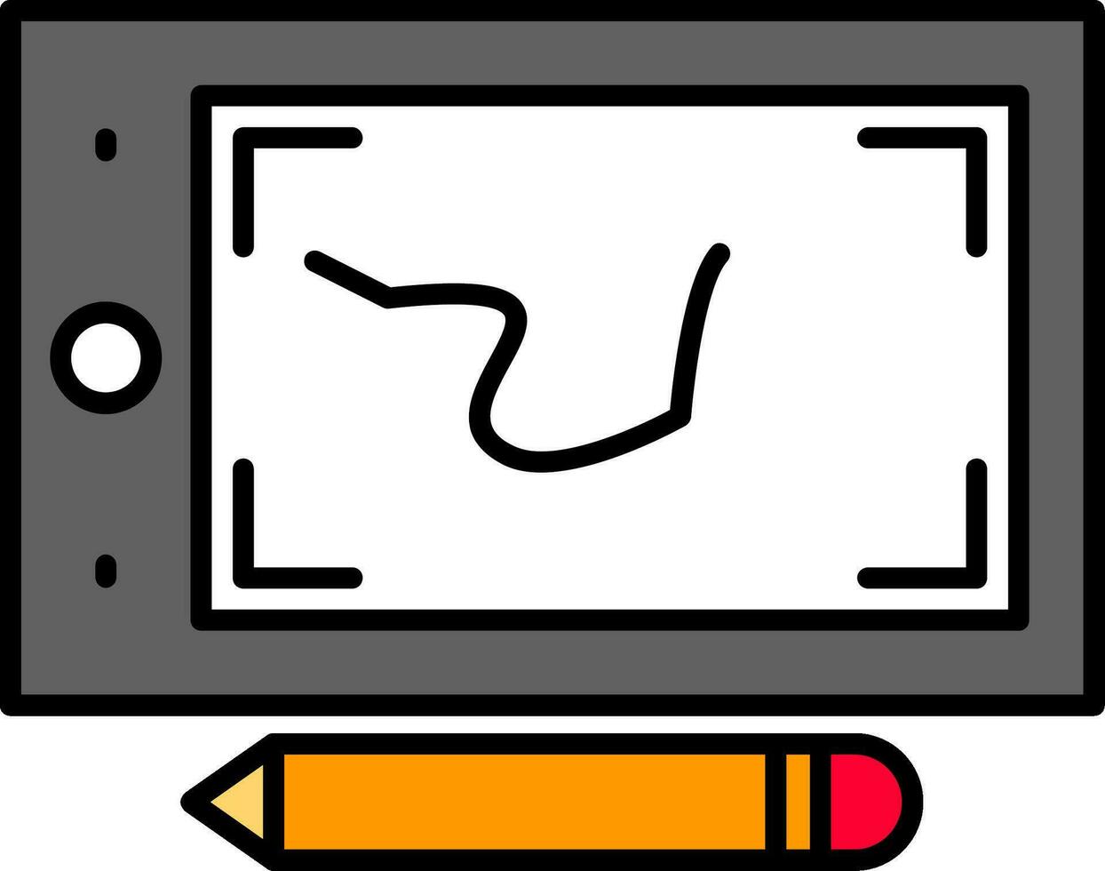 Pen Tablet Line Filled Icon vector