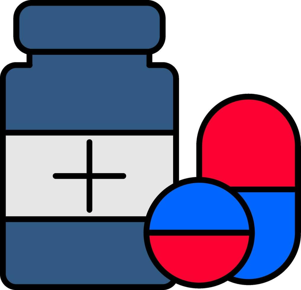 Pills Line Filled Icon vector