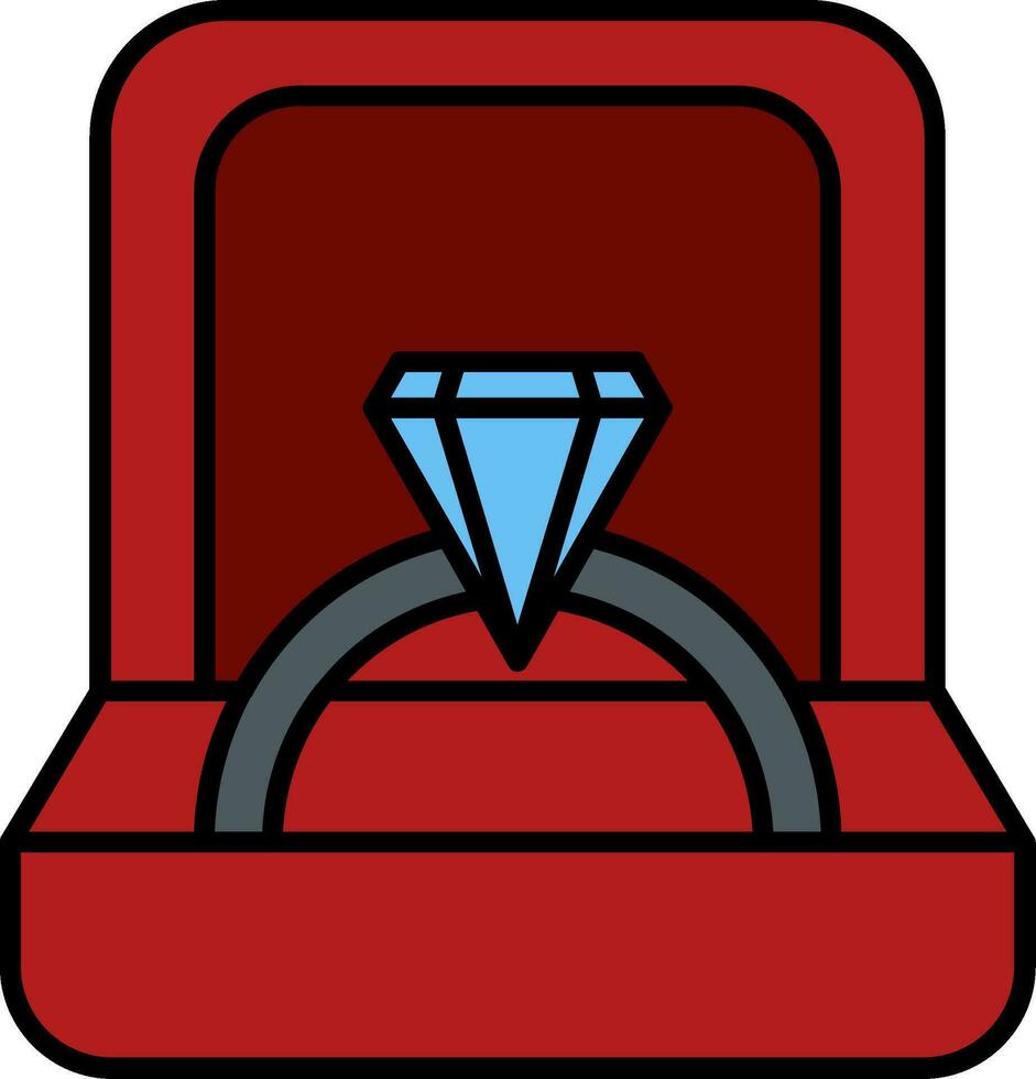 anillo caja línea lleno icono vector