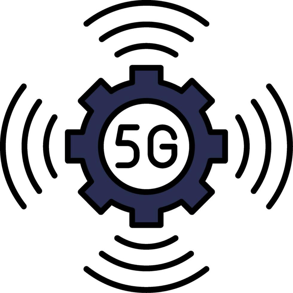 5G Line Filled Icon vector