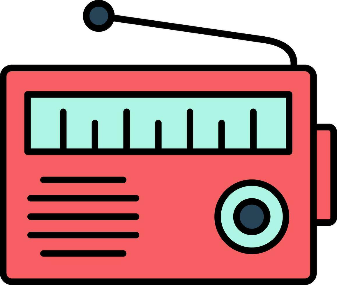 icono lleno de línea de radio vector