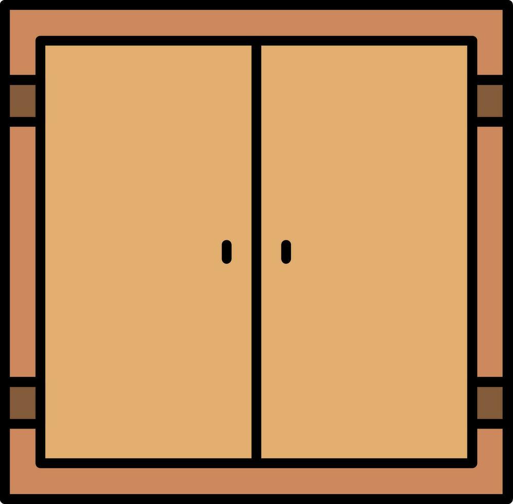 Door Line Filled Icon vector