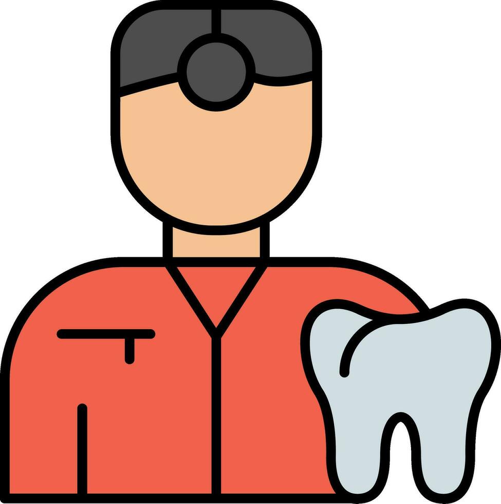 icono lleno de línea de dentista vector