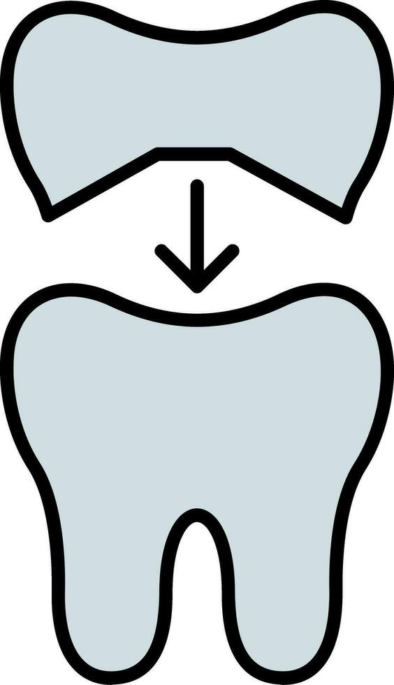 Tooth Cap Line Filled Icon vector