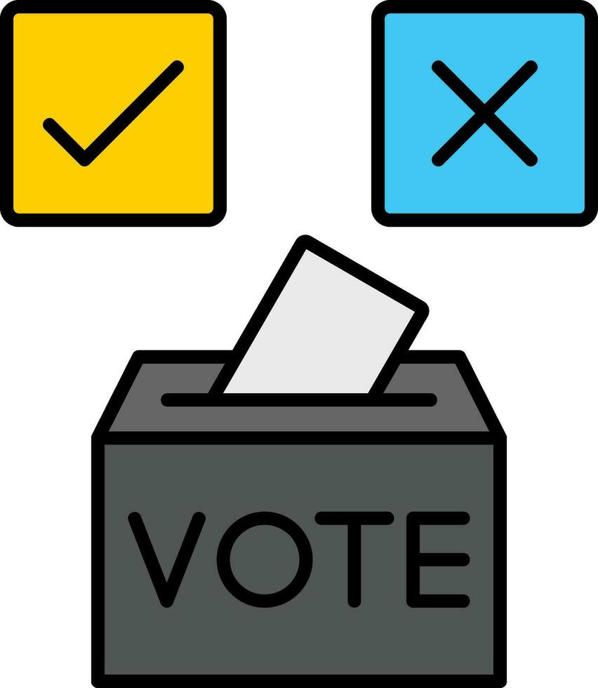 Vote Yes Line Filled Icon vector