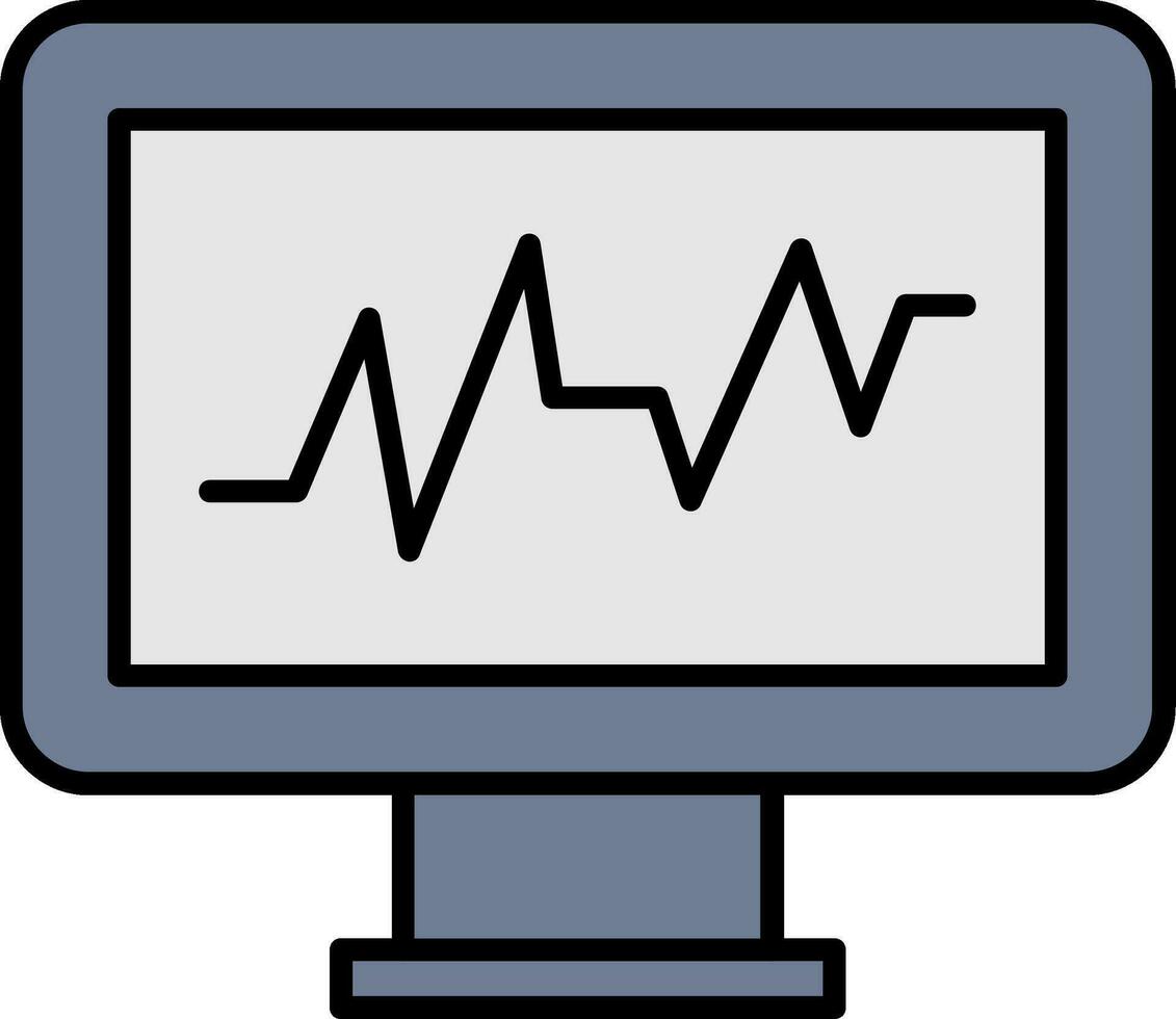 Cardiac Monitor Line Filled Icon vector
