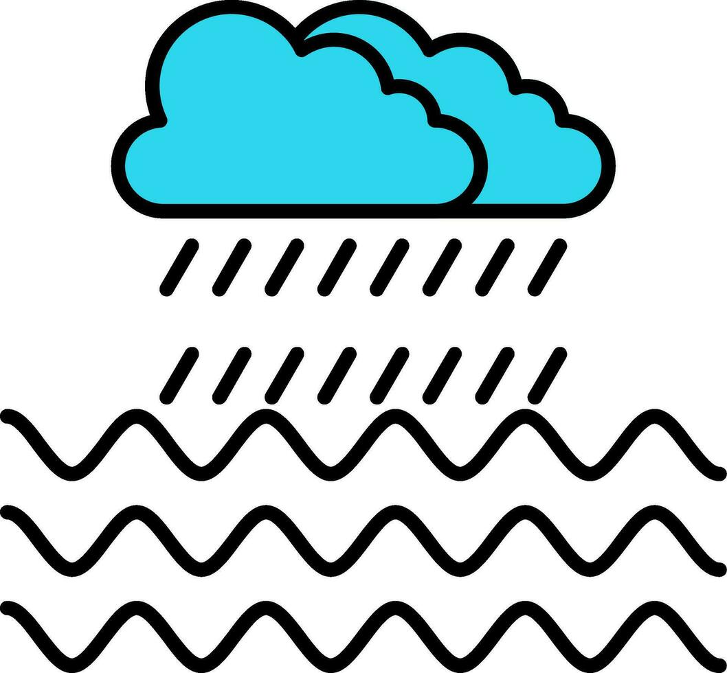 lluvia línea lleno icono vector