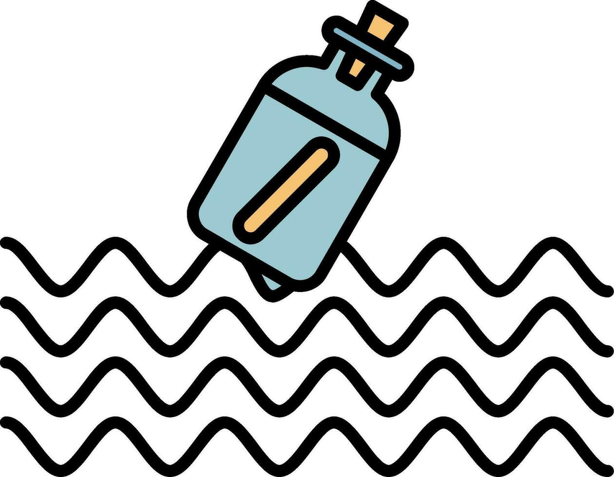 Message In A Bottle Line Filled Icon vector