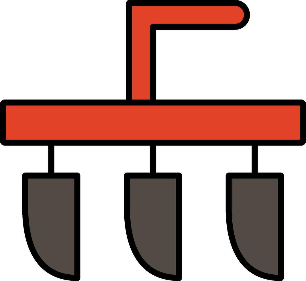 Plough Line Filled Icon vector