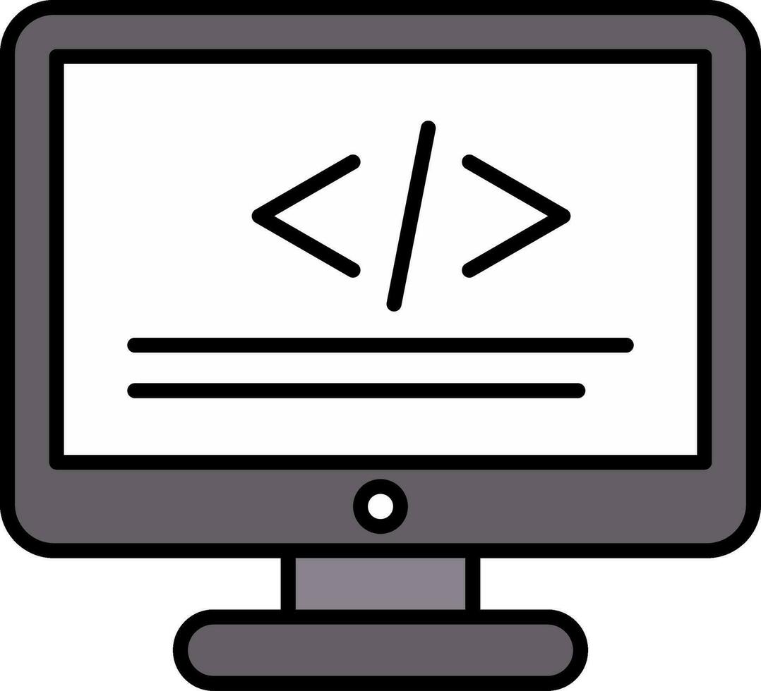 programación línea lleno icono vector