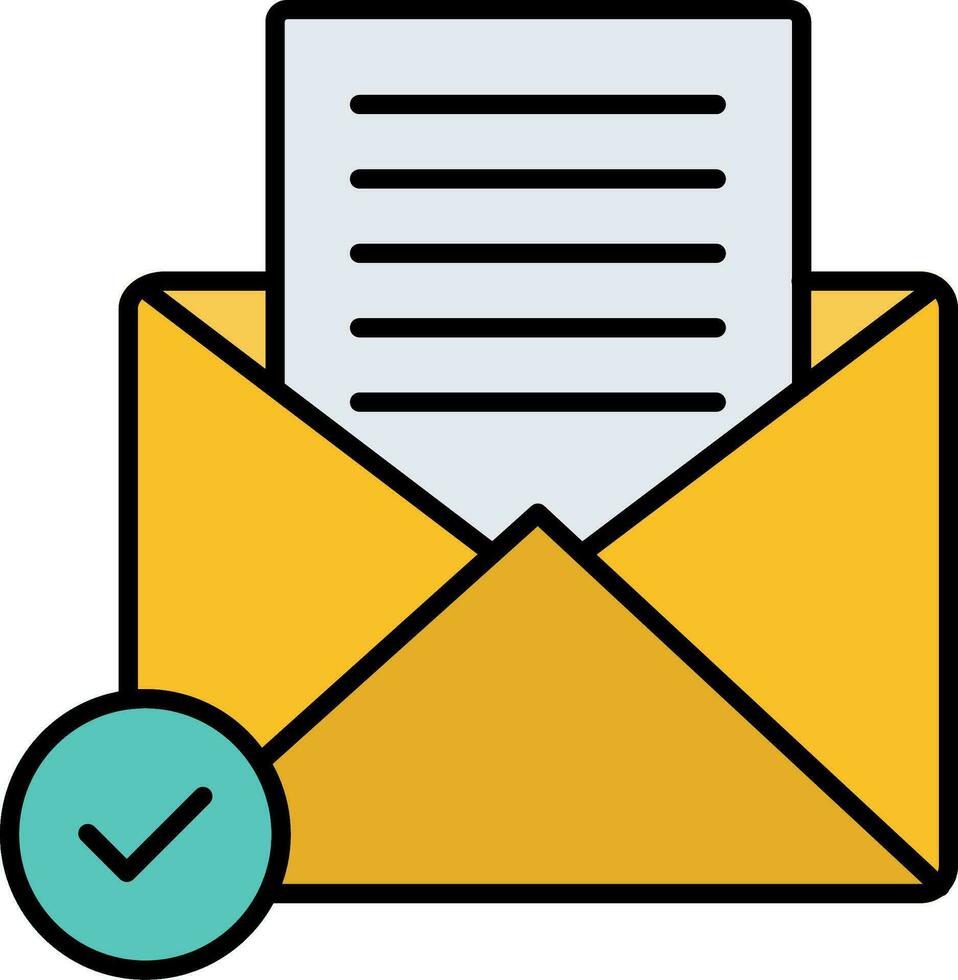 Open Email Line Filled Icon vector