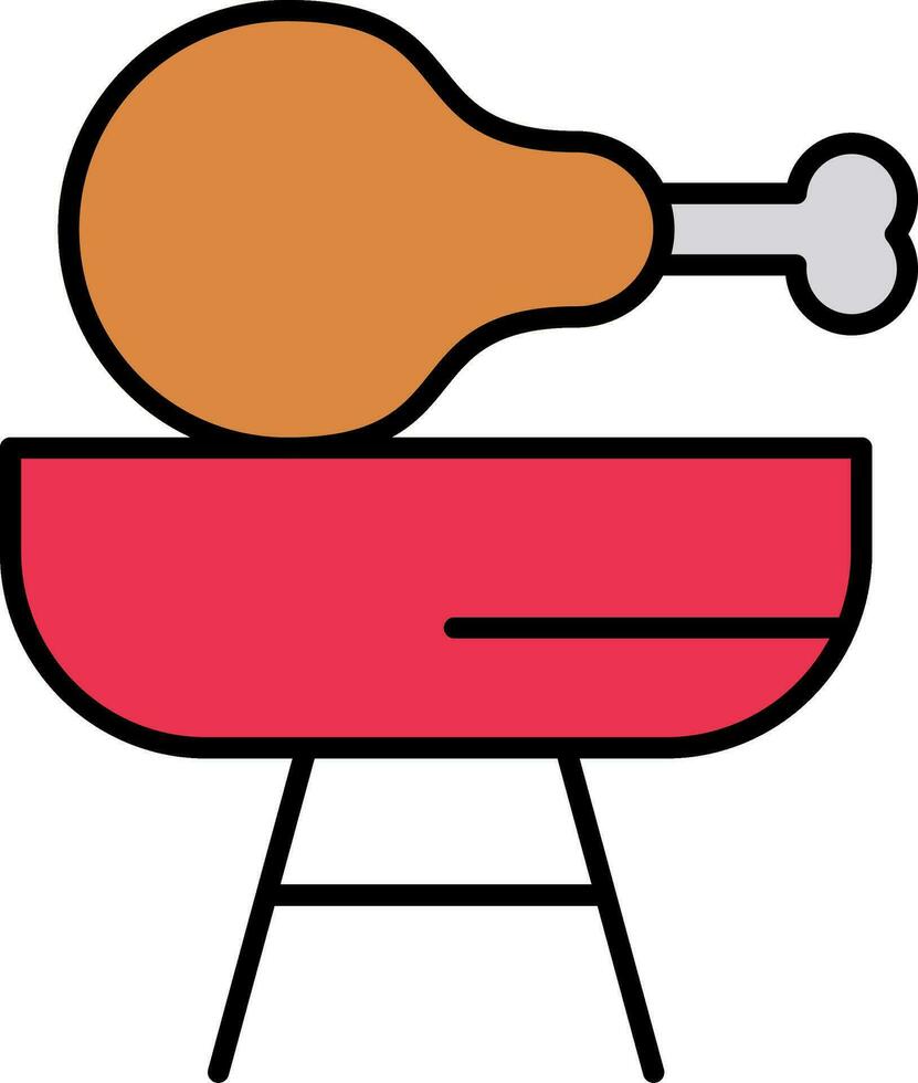 pollo pierna línea lleno icono vector