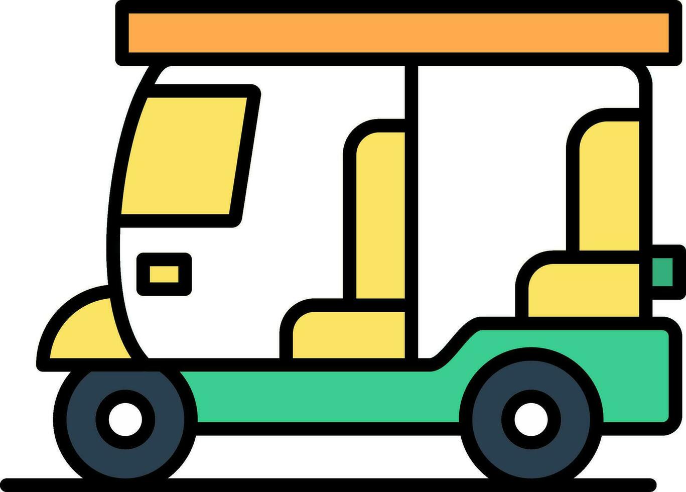Rickshaw Line Filled Icon vector