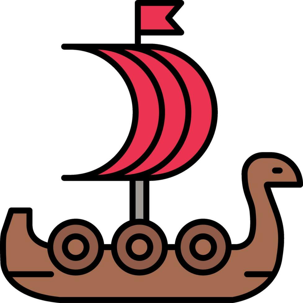 vikingo Embarcacion línea lleno icono vector