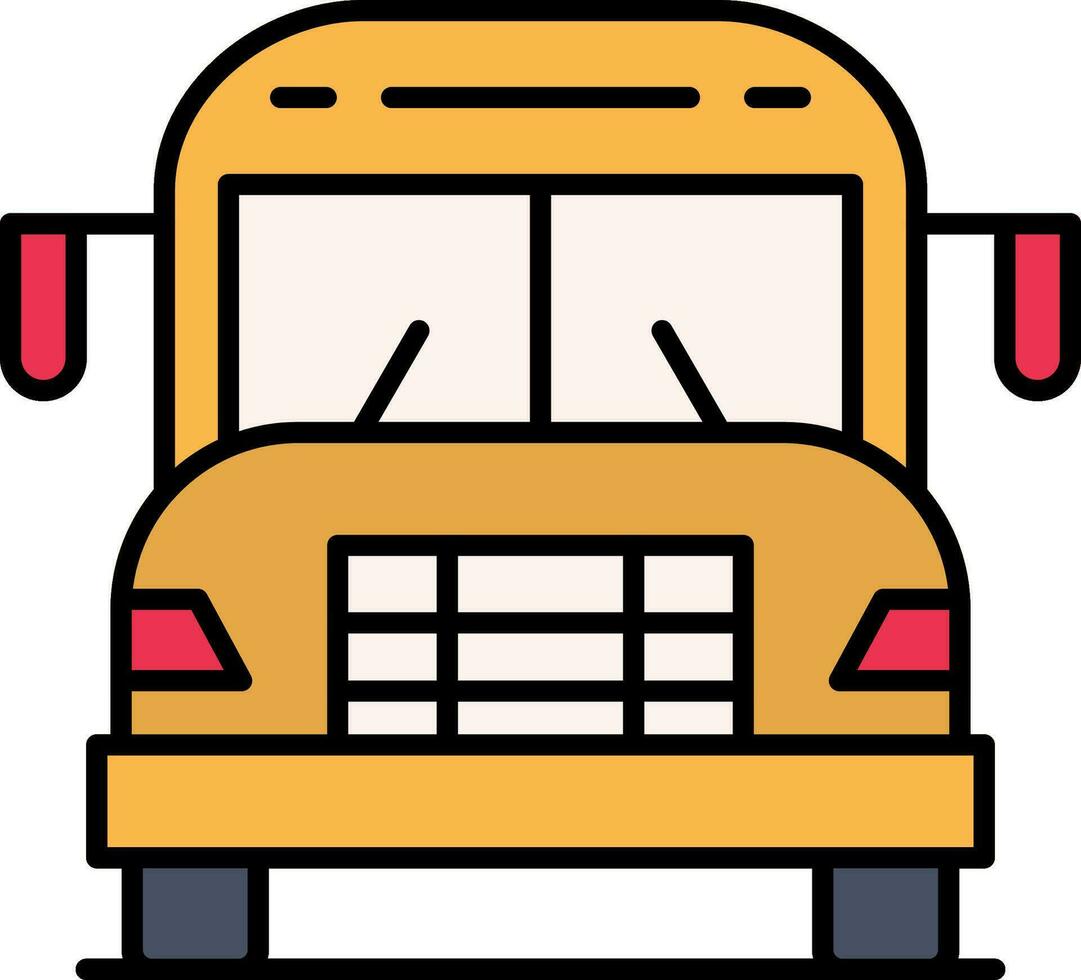colegio autobús línea lleno icono vector
