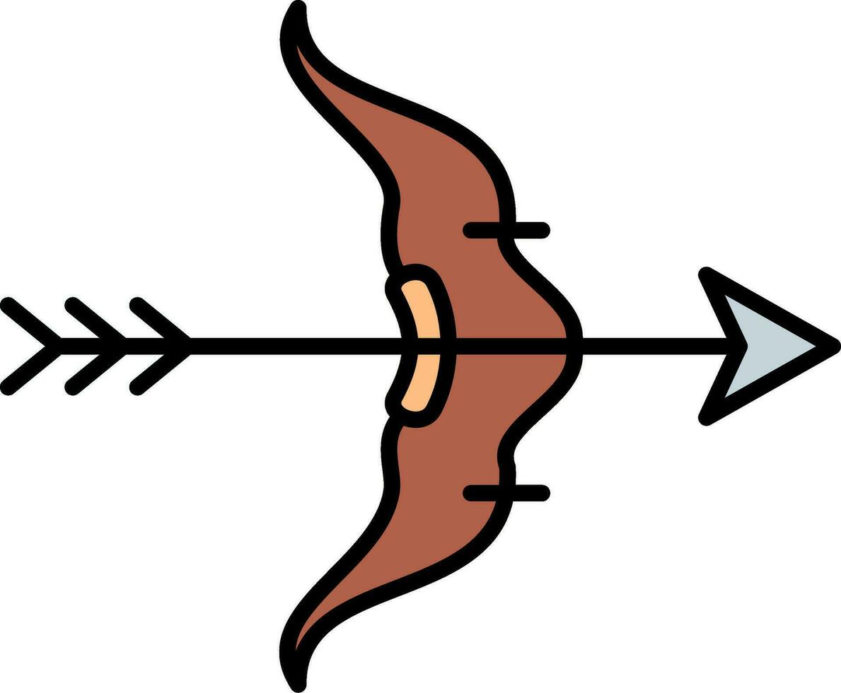 Bow And Arrow Line Filled Icon vector