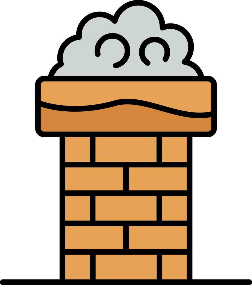 Chimney Top Line Filled Icon vector