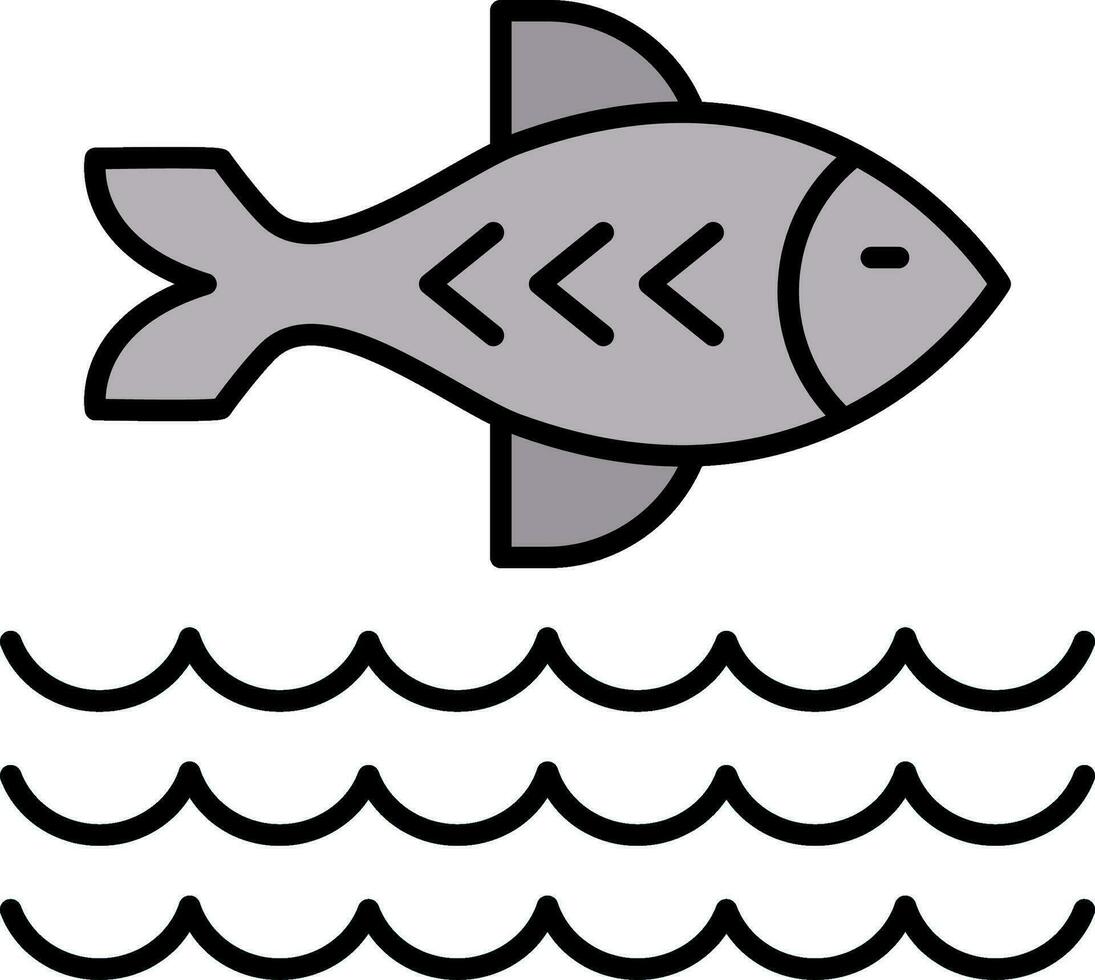 pescado línea lleno icono vector