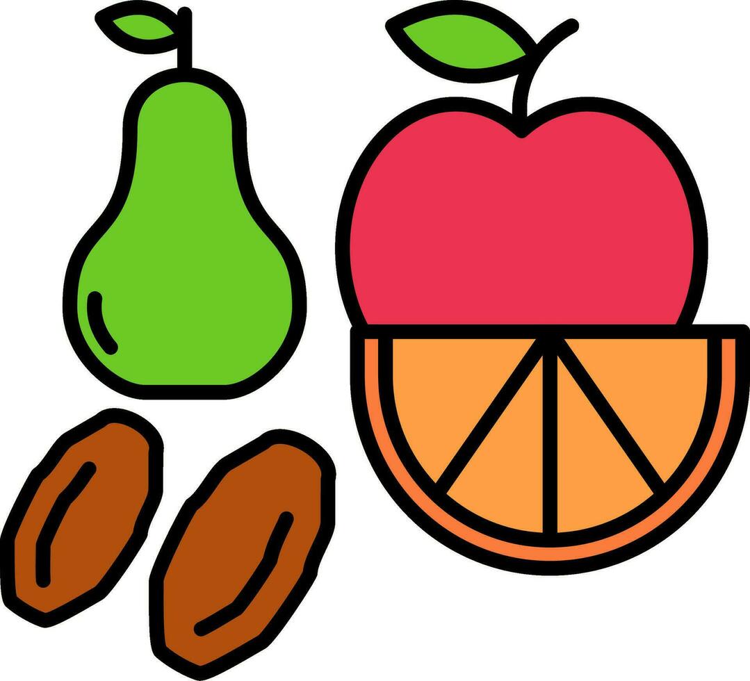 Fruta línea lleno icono vector