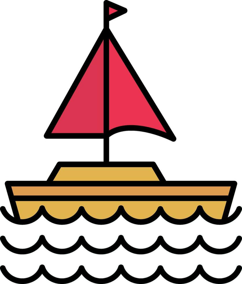 Sail Boat Line Filled Icon vector