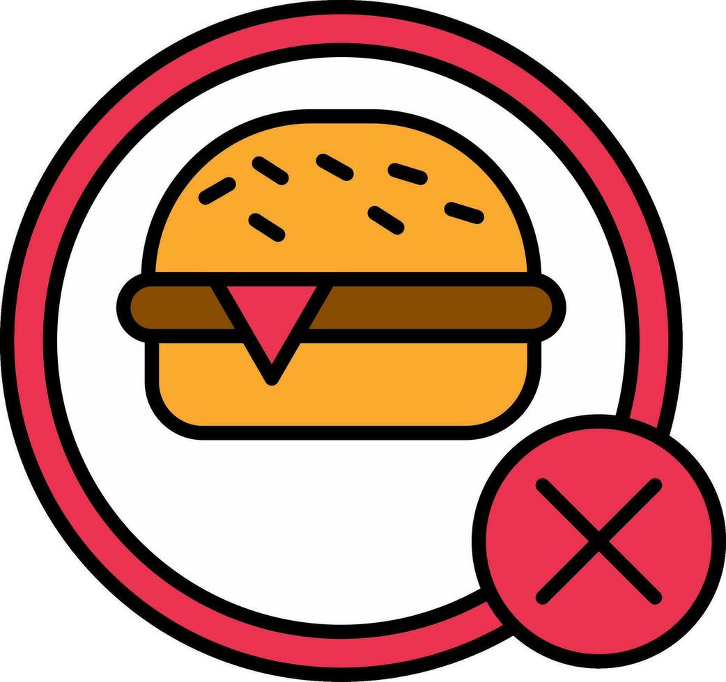 No comida línea lleno icono vector